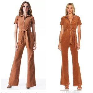 Alice + Olivia Gorgeous Wide Leg Jumpsuit in Camel